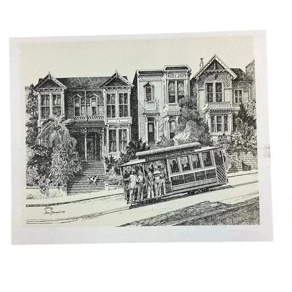 Vintage San Francisco trolley sketch print - Picture 1 of 7